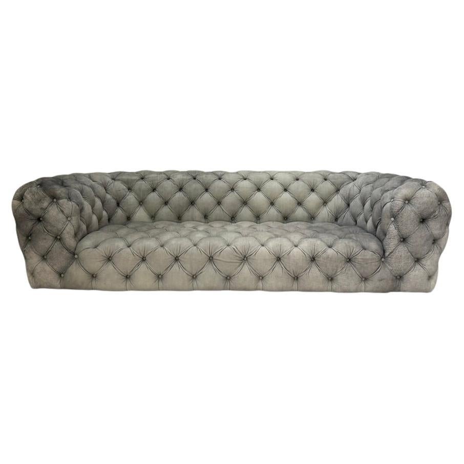 Baxter of Italy " Chester Moon" 3-Seat Sofa - In "Siberia" Grey Blue Leather