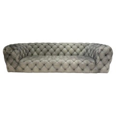 Baxter of Italy " Chester Moon" 3-Seat Sofa - In "Siberia" Grey Blue Leather