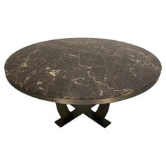 Baxter of Italy "Gilbert" Round Circular Dining Table - In "Emperador" Marble