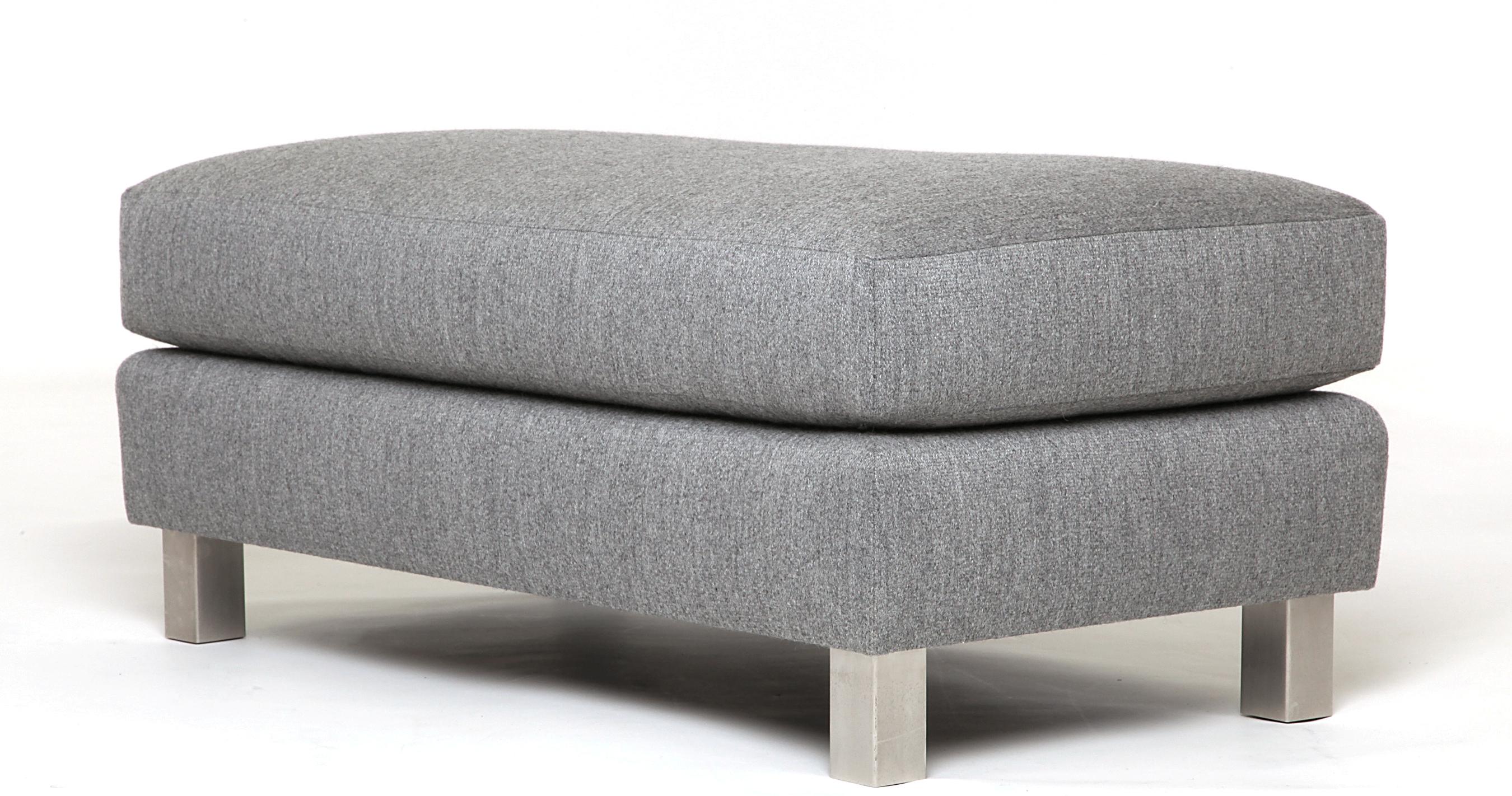 This ottoman is classically minimal with clean, simple lines and delicate, subtle top-stitched seam work.