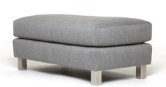 Baxter Ottoman Semi-Attached Cushion, Metal Legs or Wood Legs, Walnut Oak, Maple