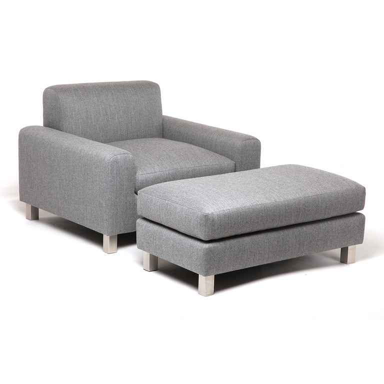 Baxter Ottoman SemiAttached Cushion, Metal Legs or Wood Legs, Walnut