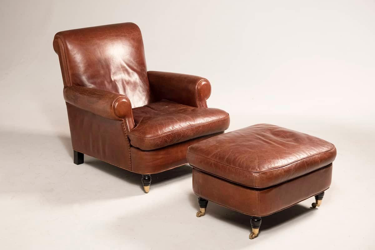 Post-Modern Baxter Set of Armchair and Ottoman For Sale