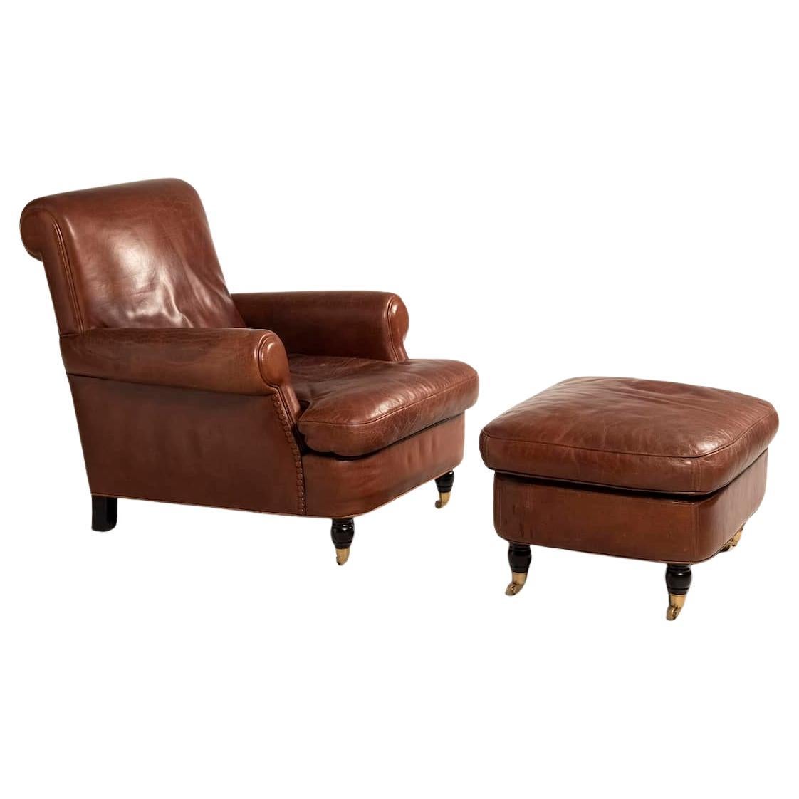 Baxter Set of Armchair and Ottoman For Sale
