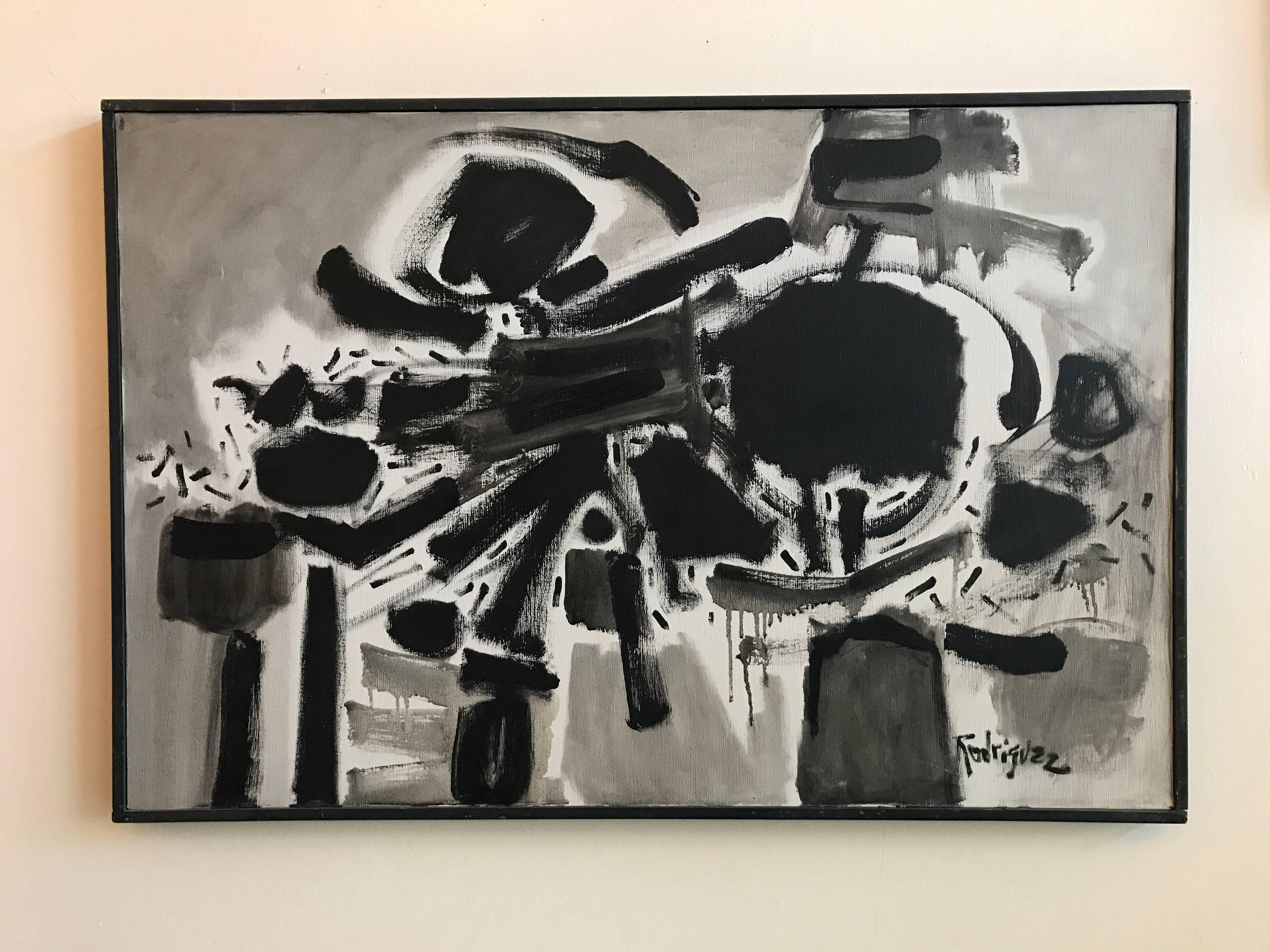 Bay Area Artist Peter Rodriguez 1960 Oil on Canvas Abstract Painting 3