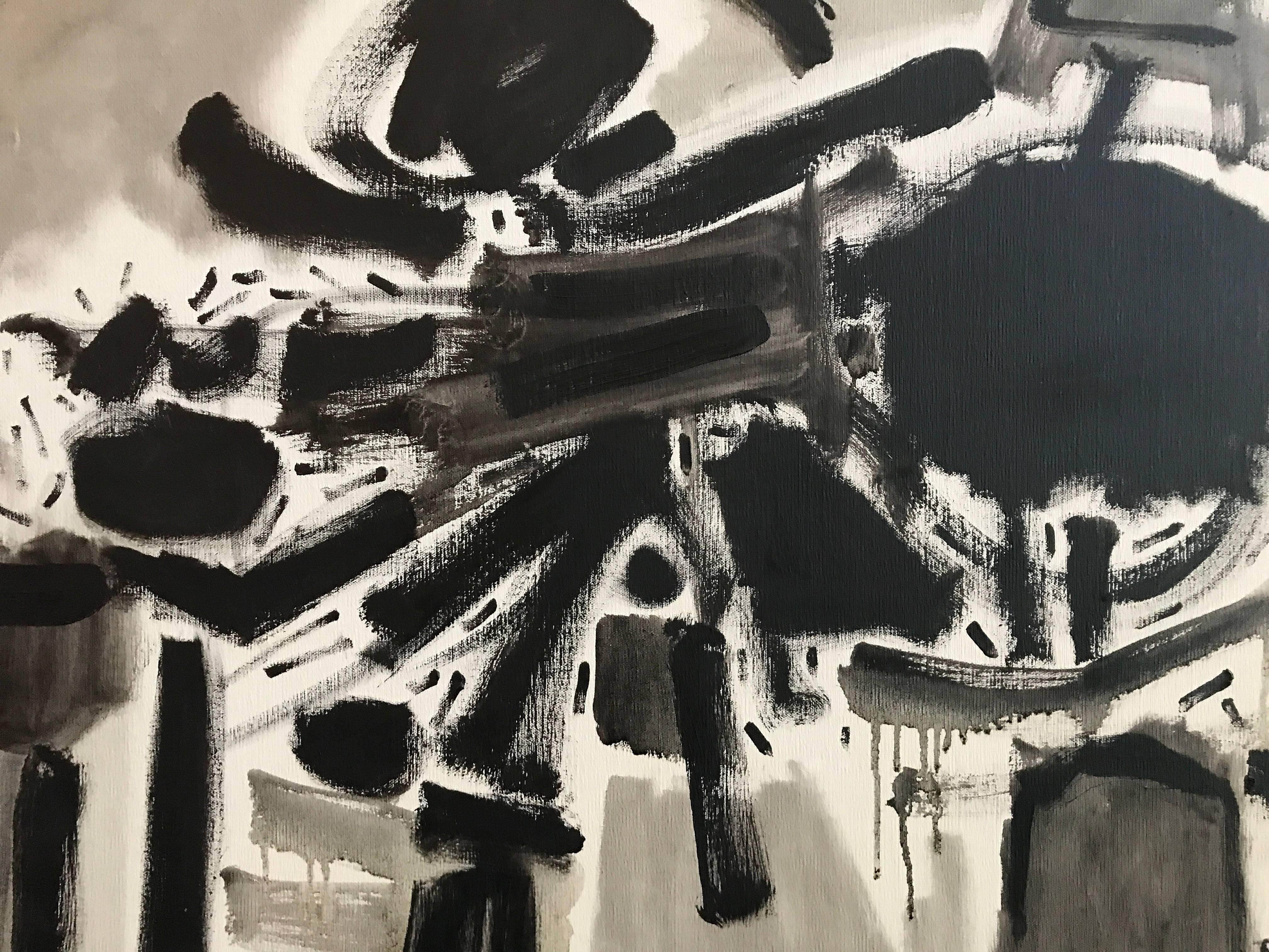 Hand-Painted Bay Area Artist Peter Rodriguez 1960 Oil on Canvas Abstract Painting