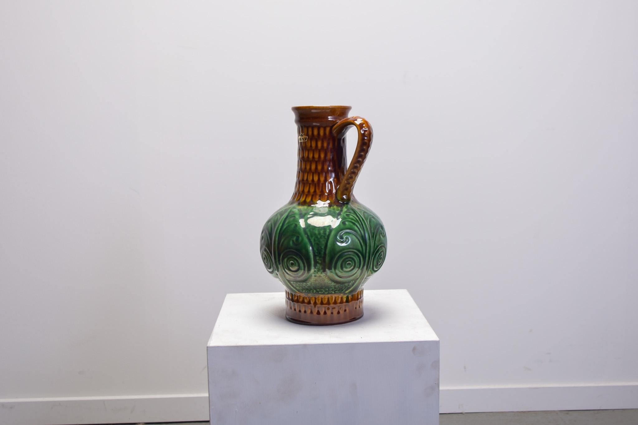 Glazed Bay glazed ceramic West German Vase For Sale