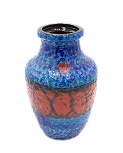 Bay Keramic West Germany Blue and Orange Ceramic Vase
