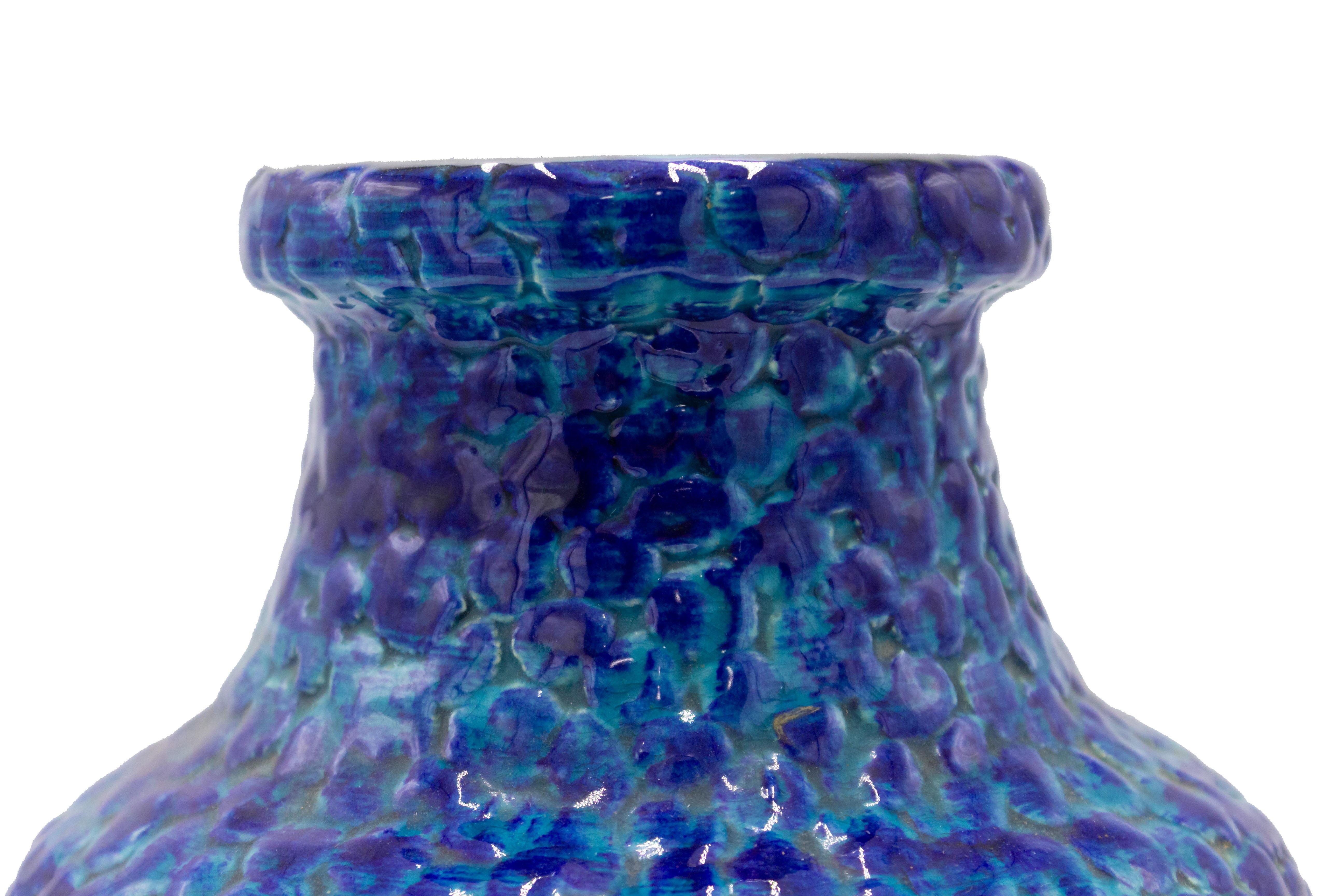 Modern Bay Keramic West Germany Blue and Orange Ceramic Vase