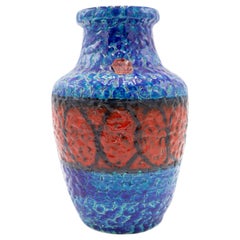 Bay Keramic West Germany Blue and Orange Ceramic Vase