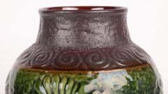 Bay Keramik German Mid-Century Floral Molded Pottery Vase