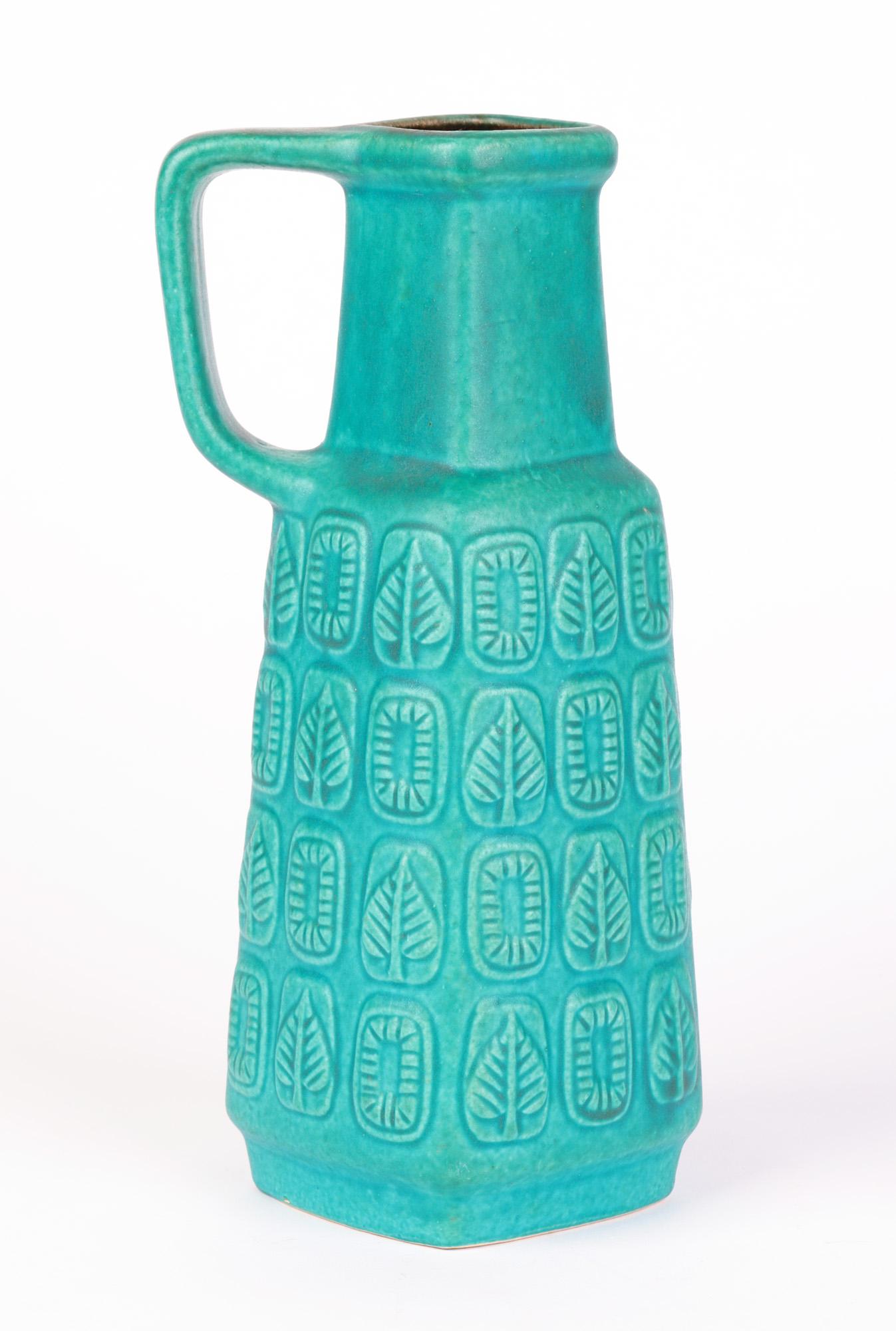 Bay Keramik German Mid-Century Turquoise Glazed Molded Pottery Vase 8