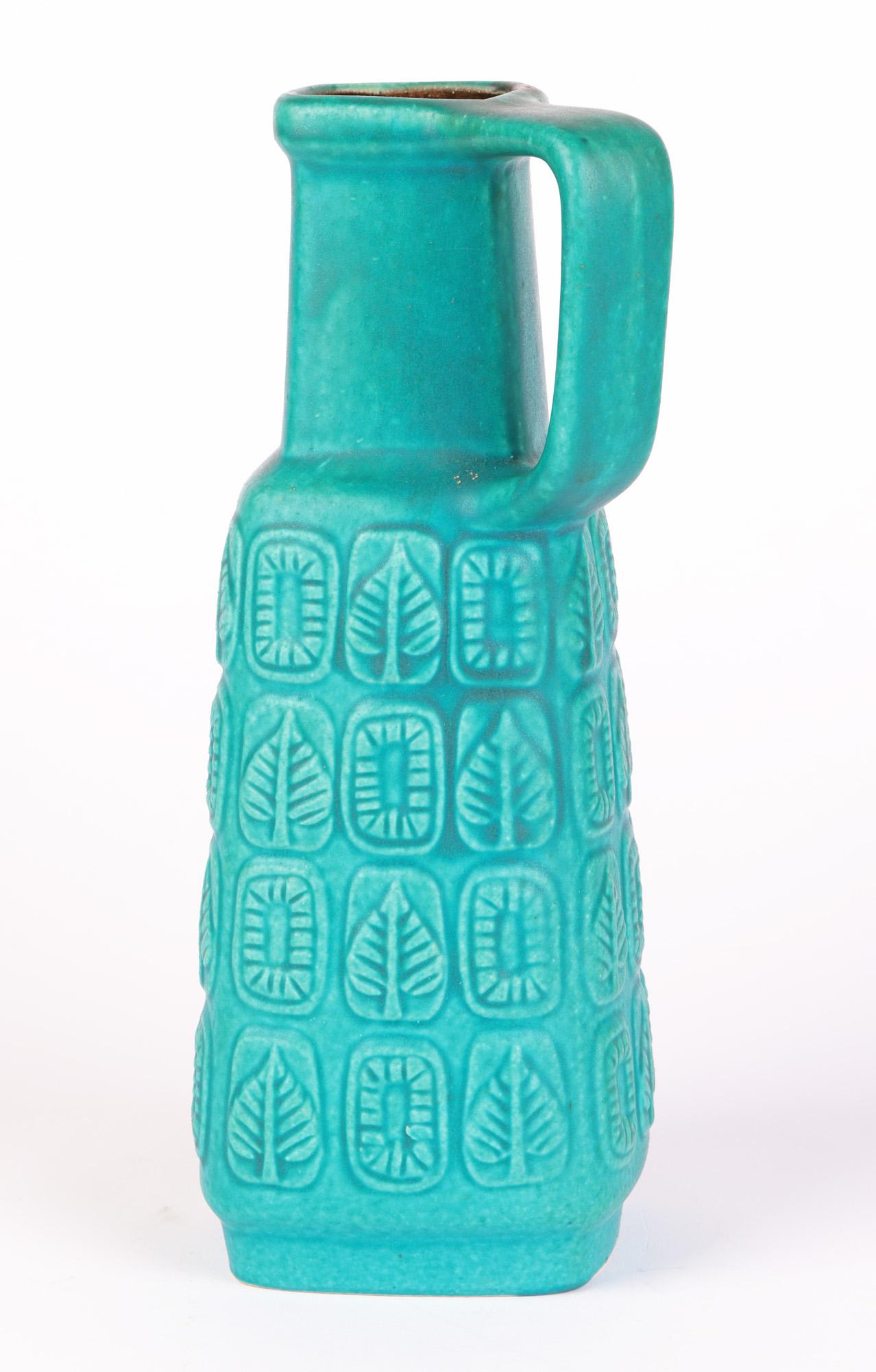 Bay Keramik German Mid-Century Turquoise Glazed Molded Pottery Vase 9