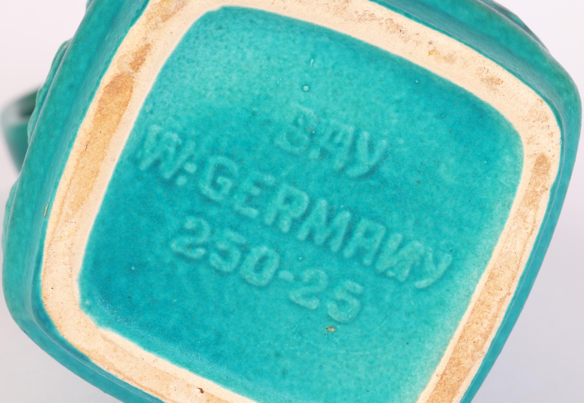 Bay Keramik German Mid-Century Turquoise Glazed Molded Pottery Vase 10