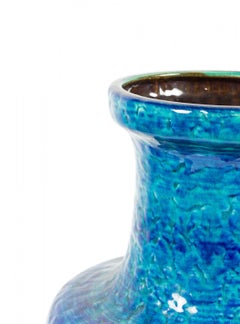 Bay Keramik West German Mid-Century Fat Lava Blue and Red Glazed Ceramic Vase