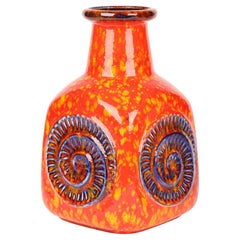 Bay Keramik West German Mid-Century Impressive Abstract Fern Design Vase