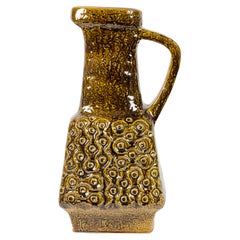 Bay Keramik West German Mid-Century Pitcher Vase with Incised Geometric Details