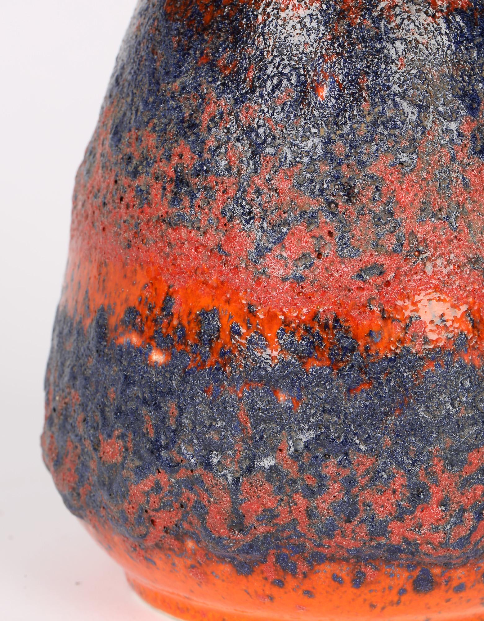 Mid-Century Modern Bay Keramik West German Mid-Century Volcanic Fat Lava Glazed Art Pottery Vase For Sale