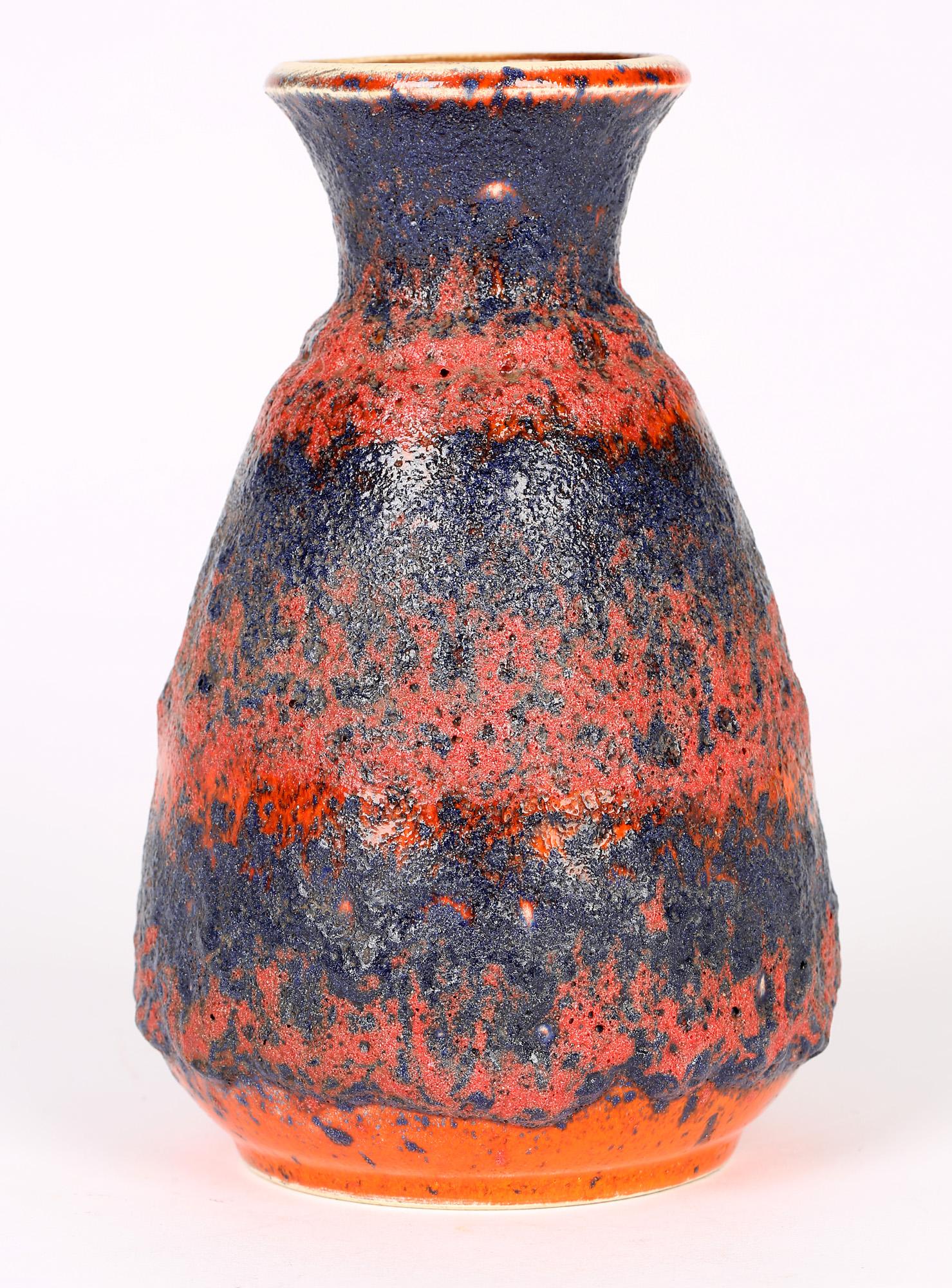 Hand-Crafted Bay Keramik West German Mid-Century Volcanic Fat Lava Glazed Art Pottery Vase For Sale