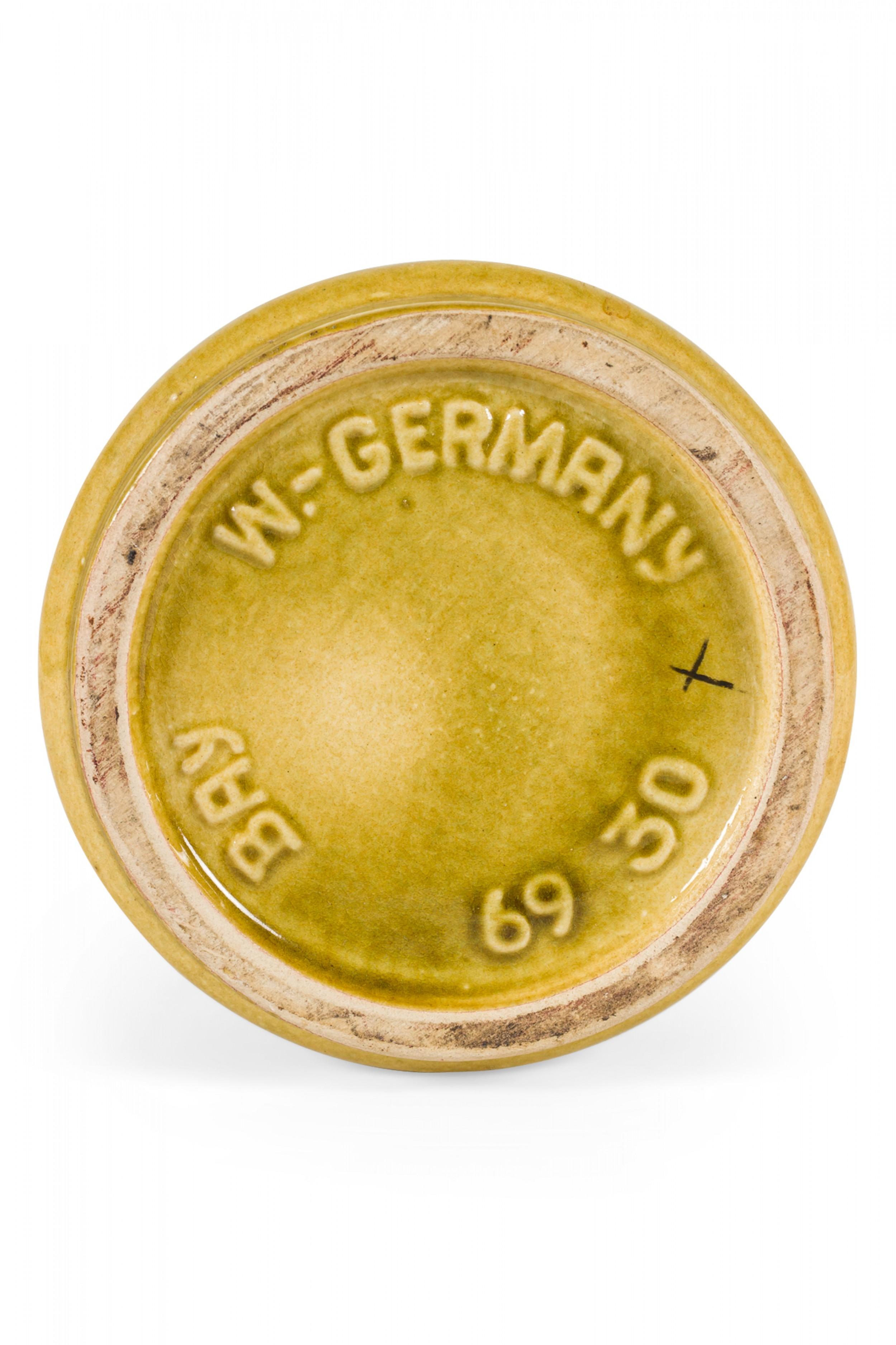 20th Century Bay Keramik West German Mid-Century Yellow Green and Beige Striped Glaze Ceramic For Sale