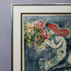 "Bay of Angels" Print After Original by Marc Chagall, Abstract of Mermaid
