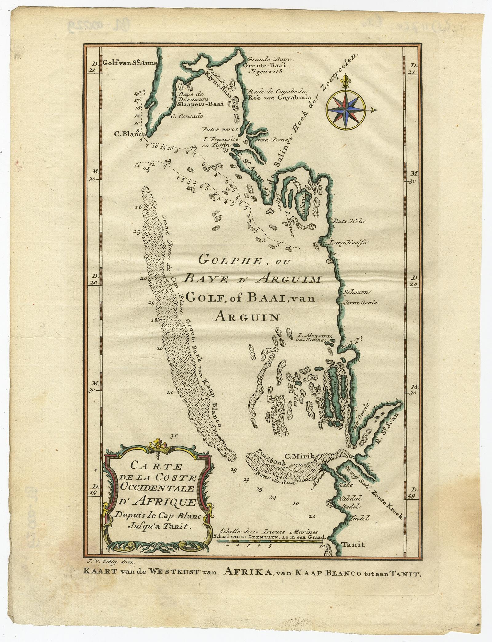 Antike Karte mit dem Titel 'Carte De La Coste Occidentale D'Afrique (..) 

Kaart van de Westkust van Afrika (..)
