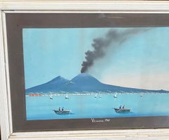 Bay of Naples Gouache Seascape with Vesuvius Erupting, 1906