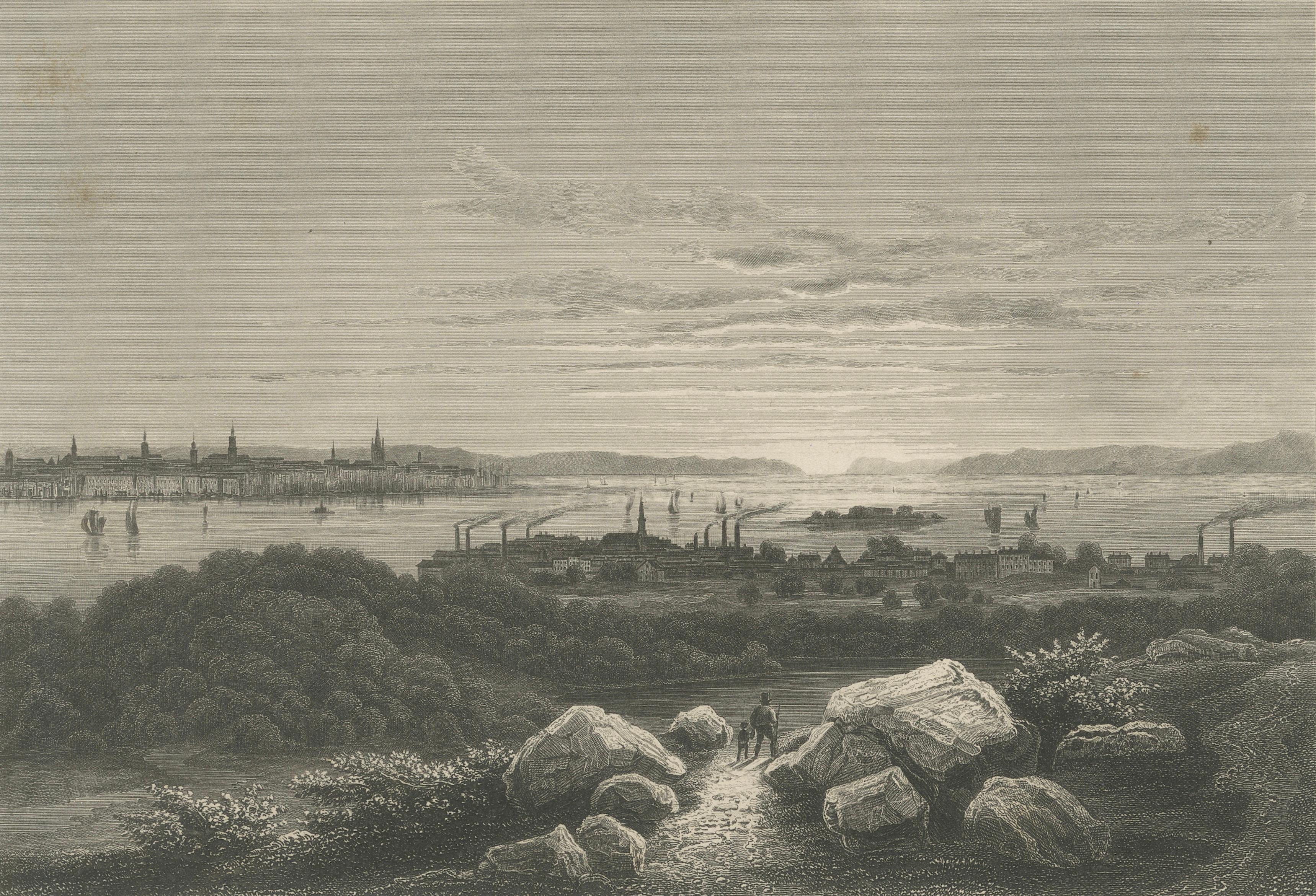 Bay of New York from Hoboken – Antique New York Harbor Engraving, c.1850