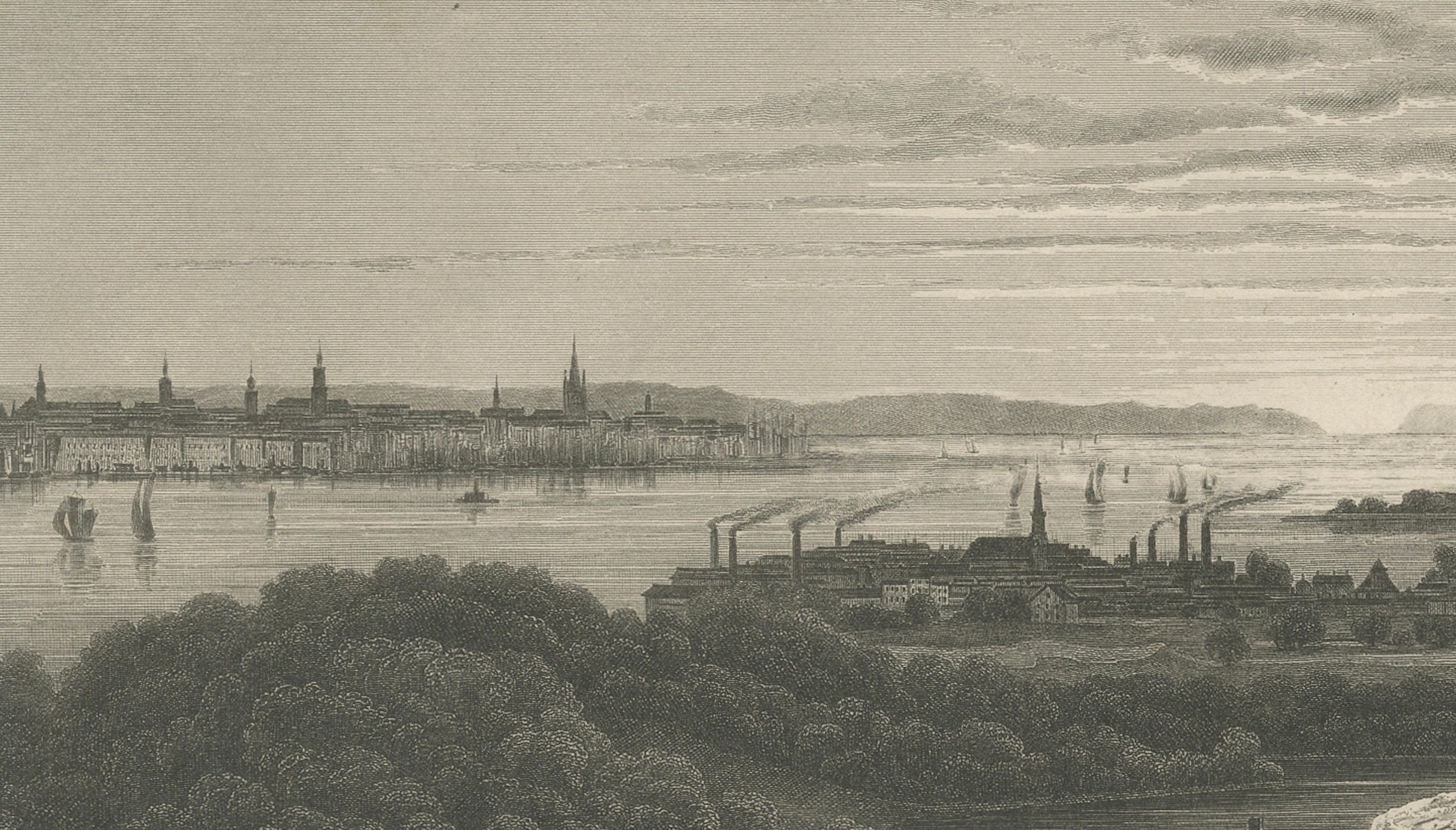 Bay of New York from Hoboken – Antique New York Harbor Engraving, c.1850