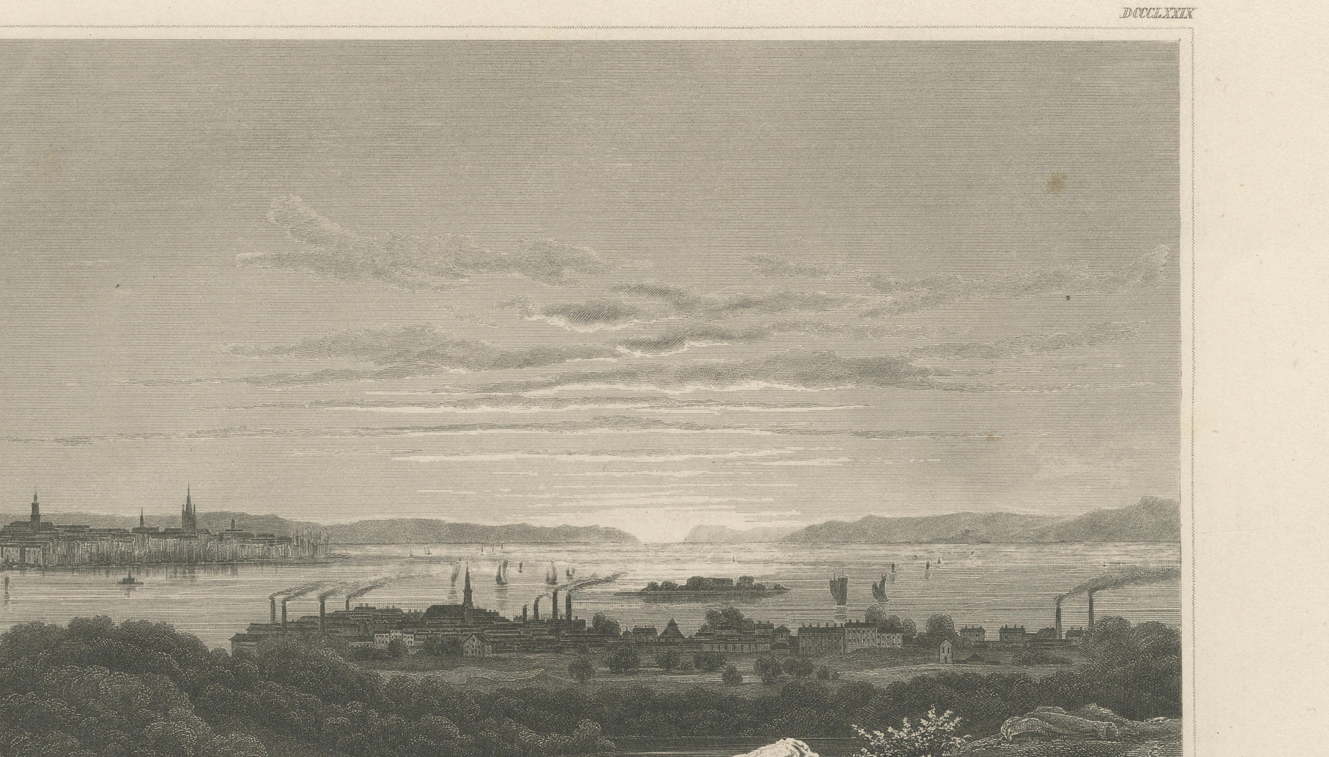 Bay of New York from Hoboken – Antique New York Harbor Engraving, c.1850