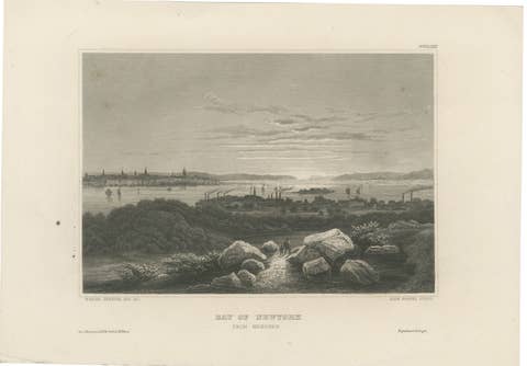 Bay of New York from Hoboken – Antique New York Harbor Engraving, c.1850