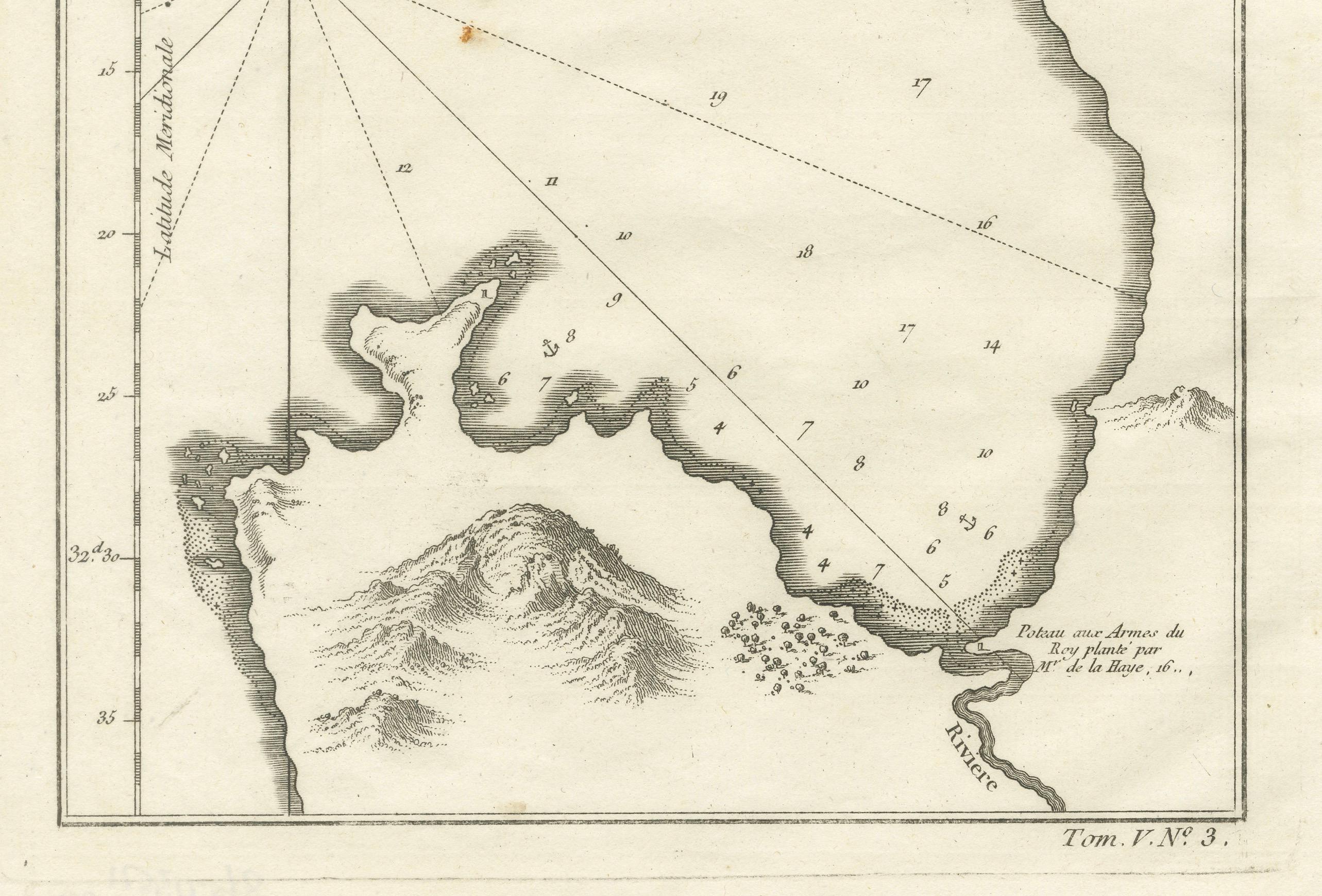 Bay of Saint Helena: French Naval Chart by N.B. Ingénieur de la Marine, ca.1770 In Good Condition For Sale In Langweer, NL