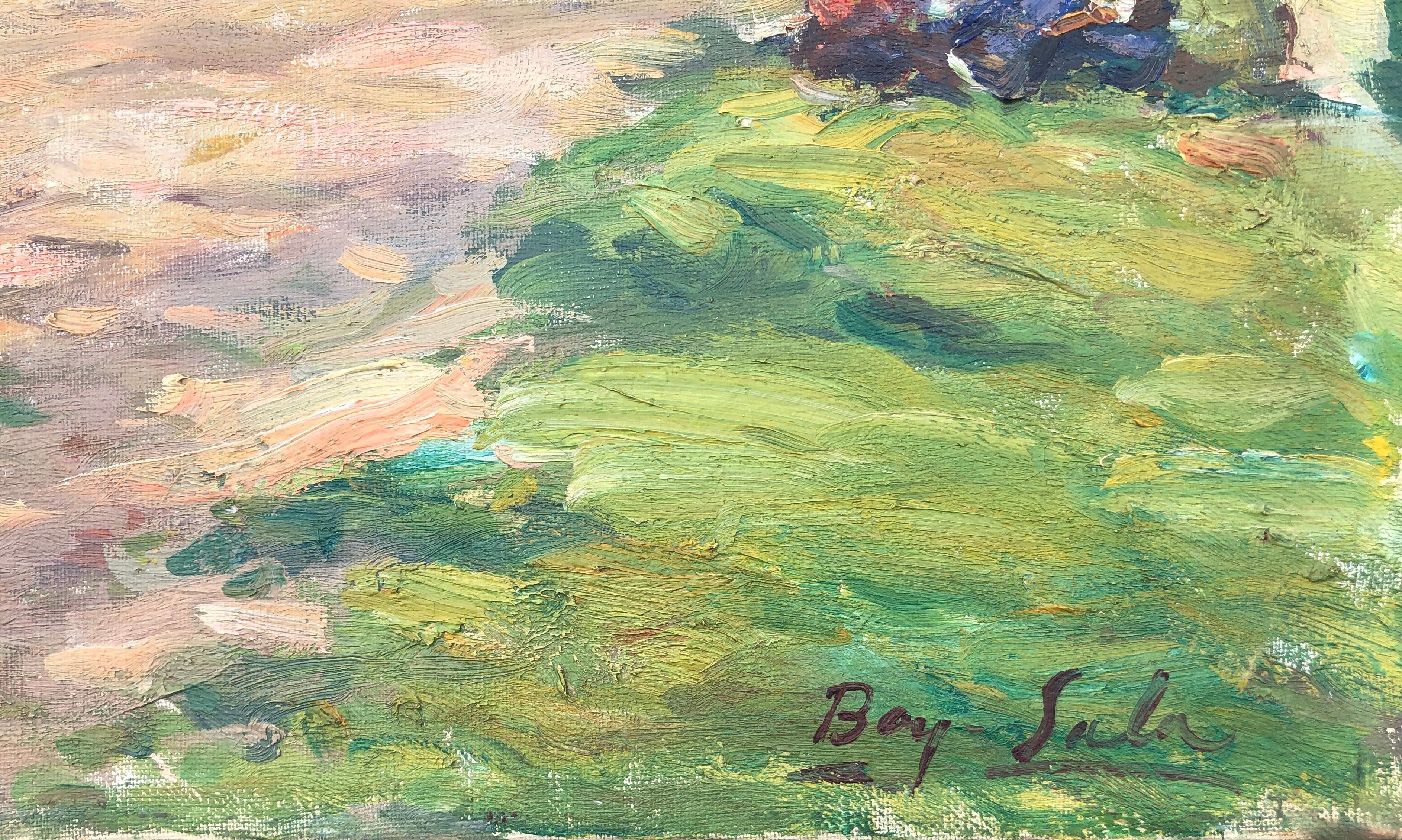 Zaragoza, Espagne, peinture à l'huile sur toile impressionniste de paysage espagnol - Painting de Bay Sala
