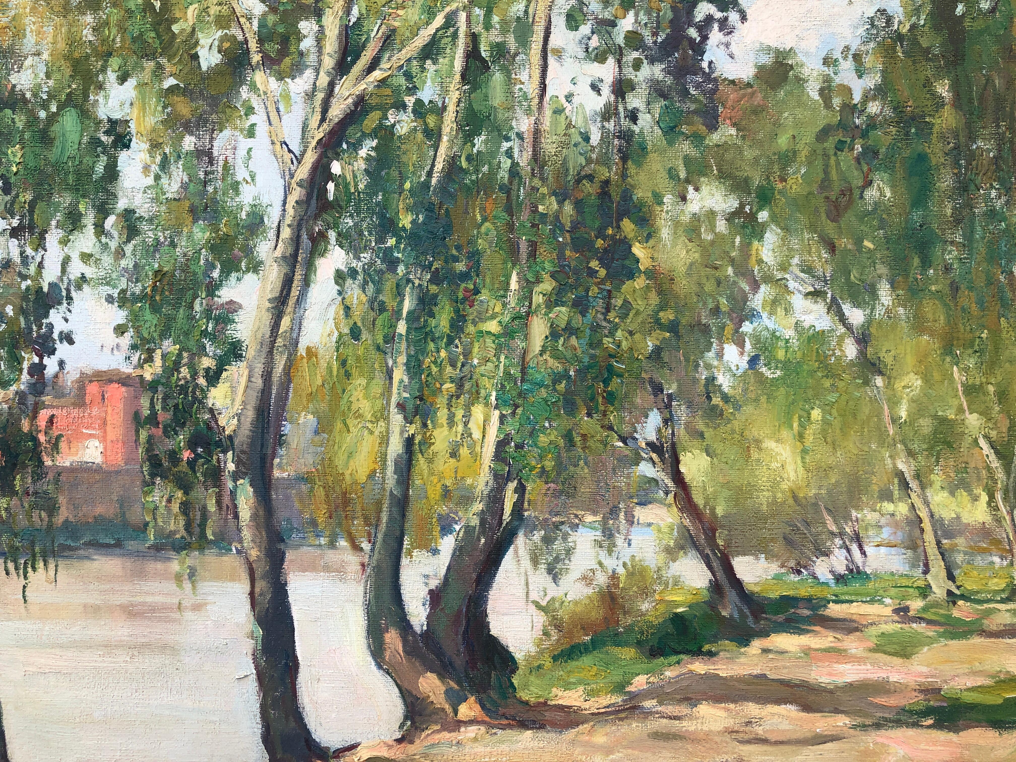 Zaragoza, Espagne, peinture à l'huile sur toile impressionniste de paysage espagnol en vente 2
