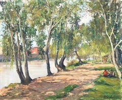 Zaragoza Spain oil on canvas painting impressionist spanish landscape