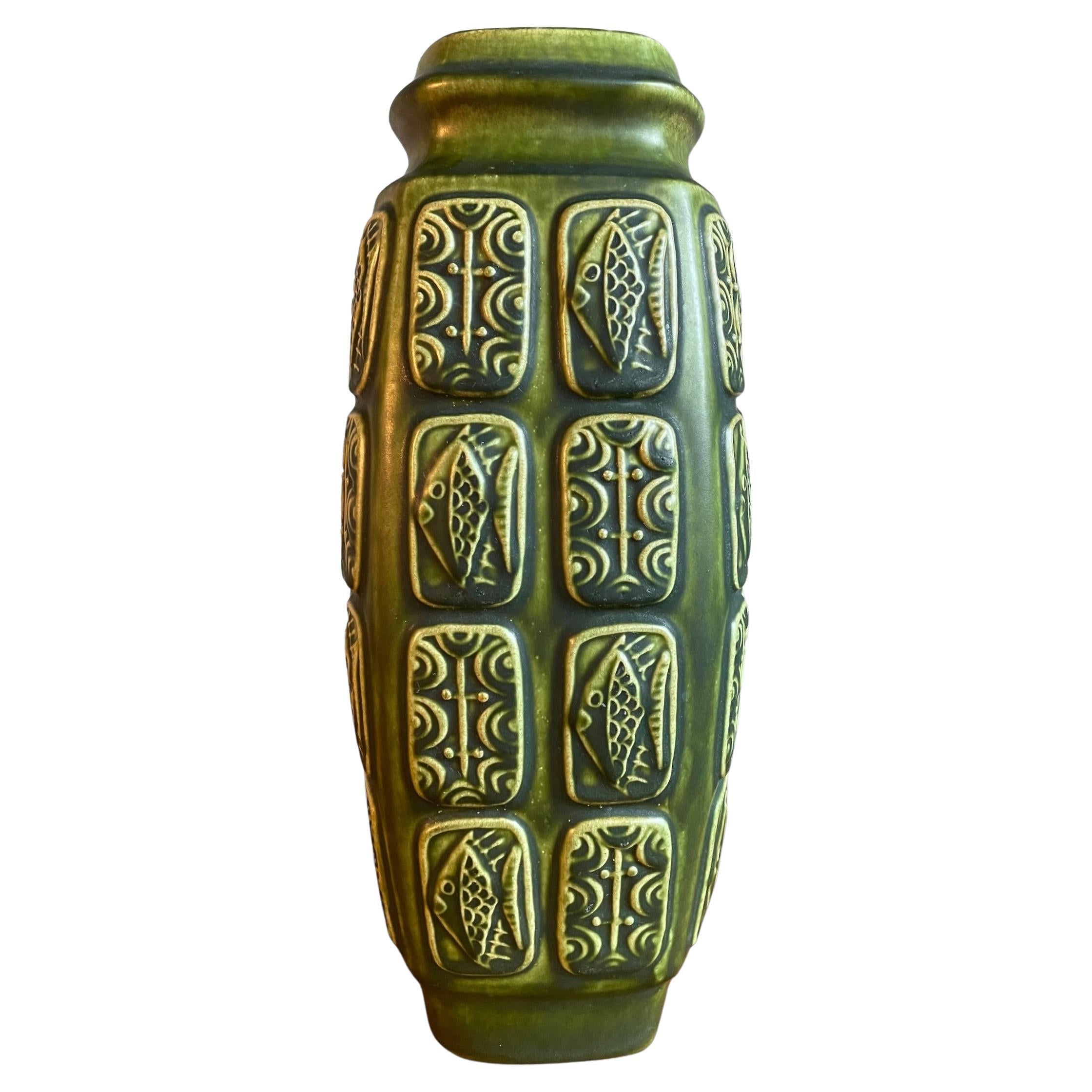 Bay West Germany Mid-Century Ceramic Vase Green For Sale
