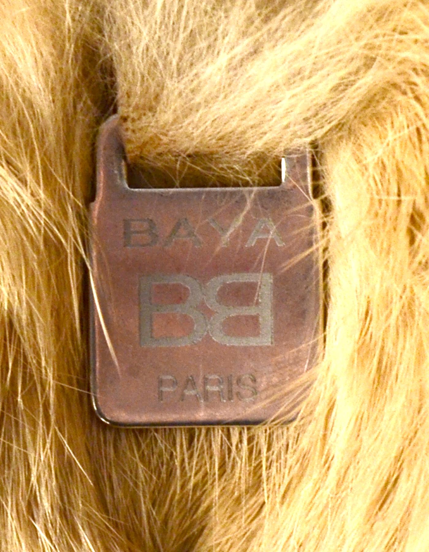 Brown Baya Paris Tan Reversible Shearling/Fur Coat W/ Fur Collar & Belt Sz S