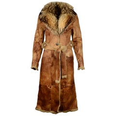 Baya Paris Manteau réversible en mouton et fourrure avec col en fourrure & Ceinture Sz S