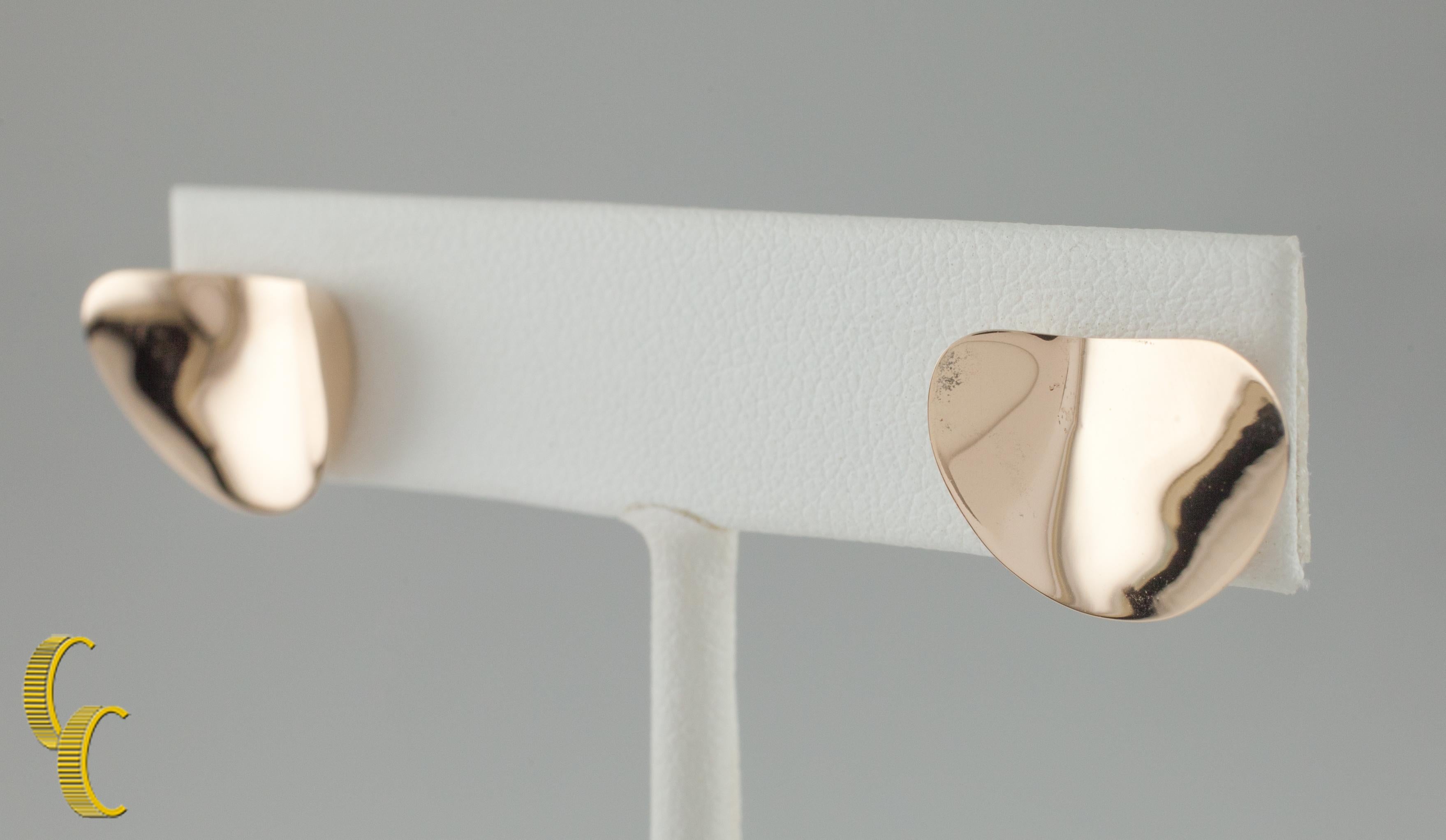 Bayanihan 14k Gold Modernist Post Earrings with Butterfly Backs In Good Condition For Sale In Van Nuys, CA