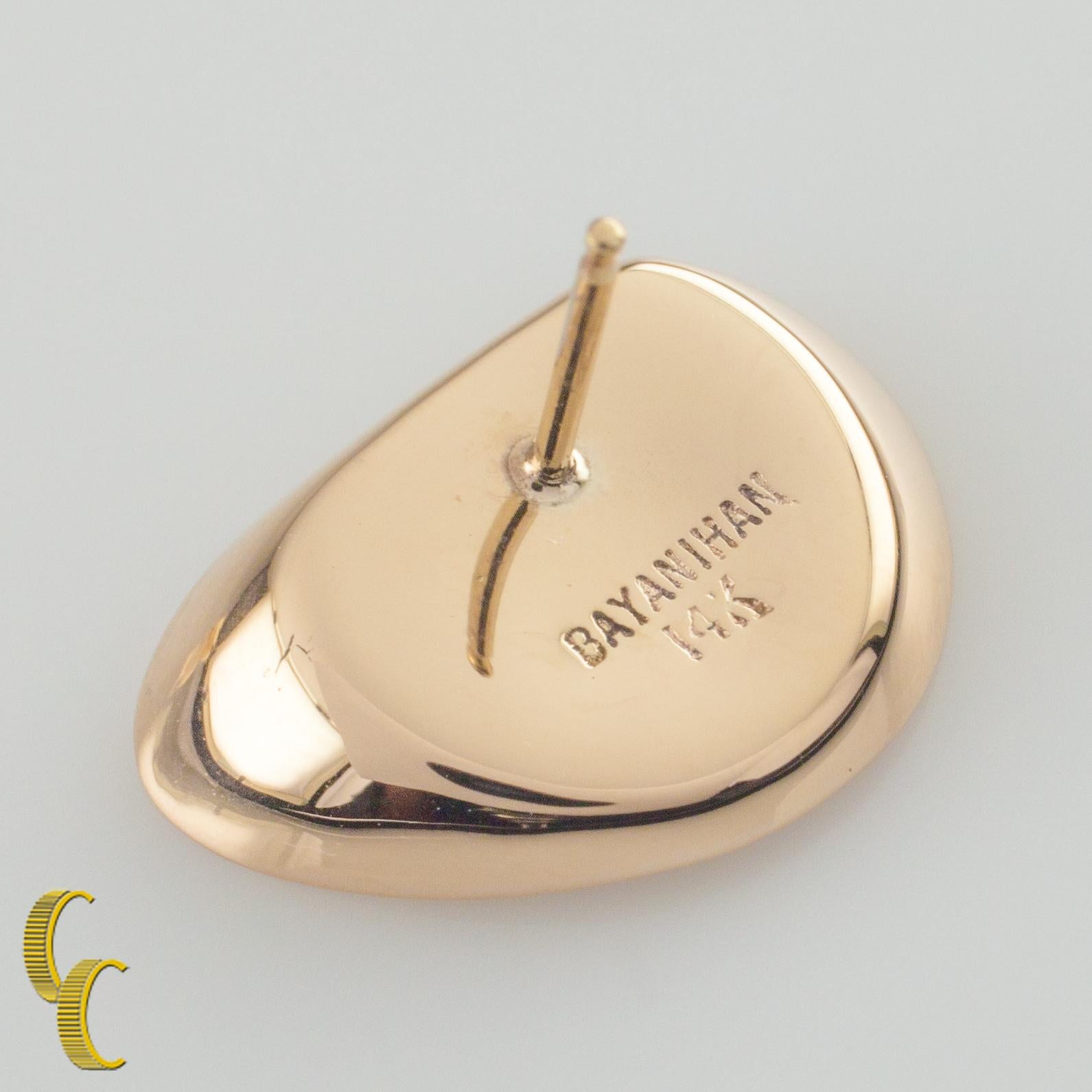 Bayanihan 14k Gold Modernist Post Earrings with Butterfly Backs For Sale 1