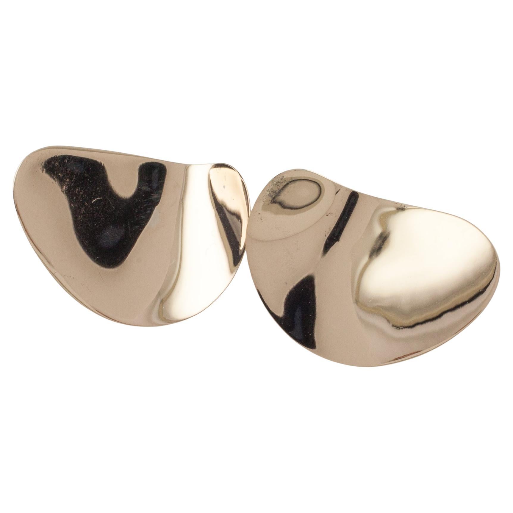 Bayanihan 14k Gold Modernist Post Earrings with Butterfly Backs