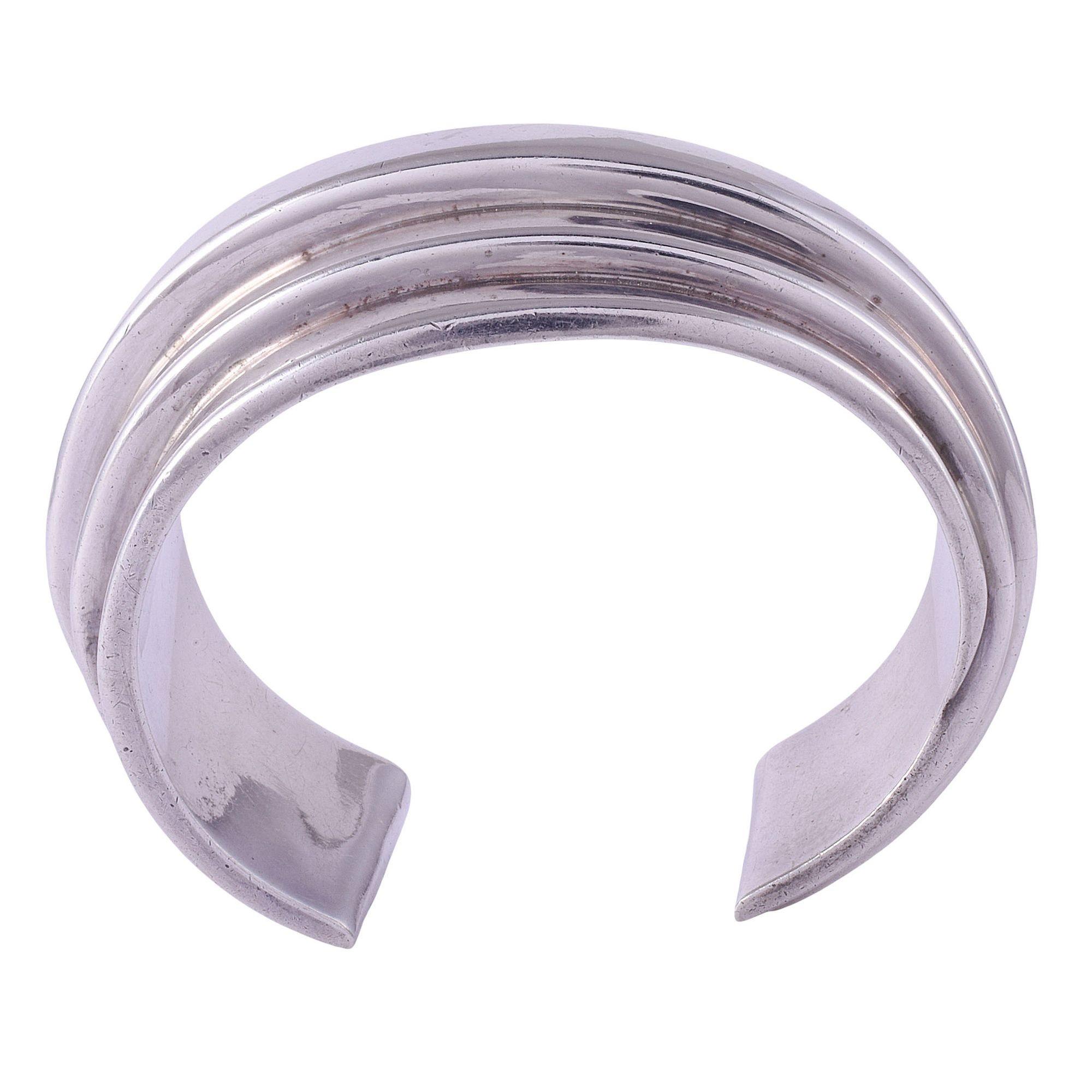 Bayanihan Sterling Silver Cuff Bracelet For Sale 1