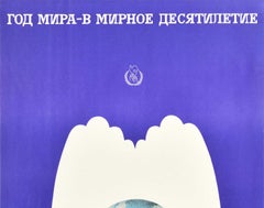 Original Vintage Soviet Poster United Nations Year Of Peace Dove World Art USSR