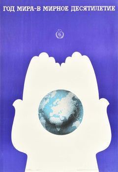 Original Vintage Soviet Poster United Nations Year Of Peace Dove World Art USSR