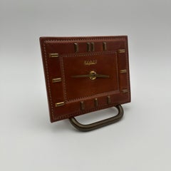 Bayard desk clock in leather and brass – France, 1953