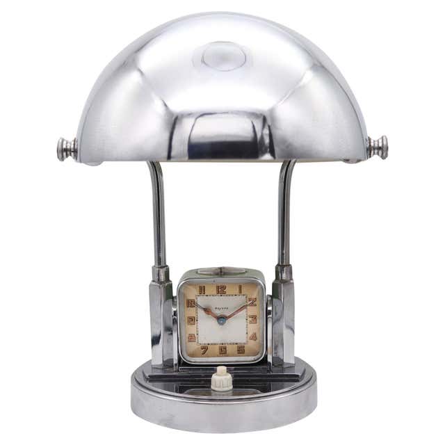 Art Deco Mofem Table Lamp with Integrated Alarm Clock For Sale at ...