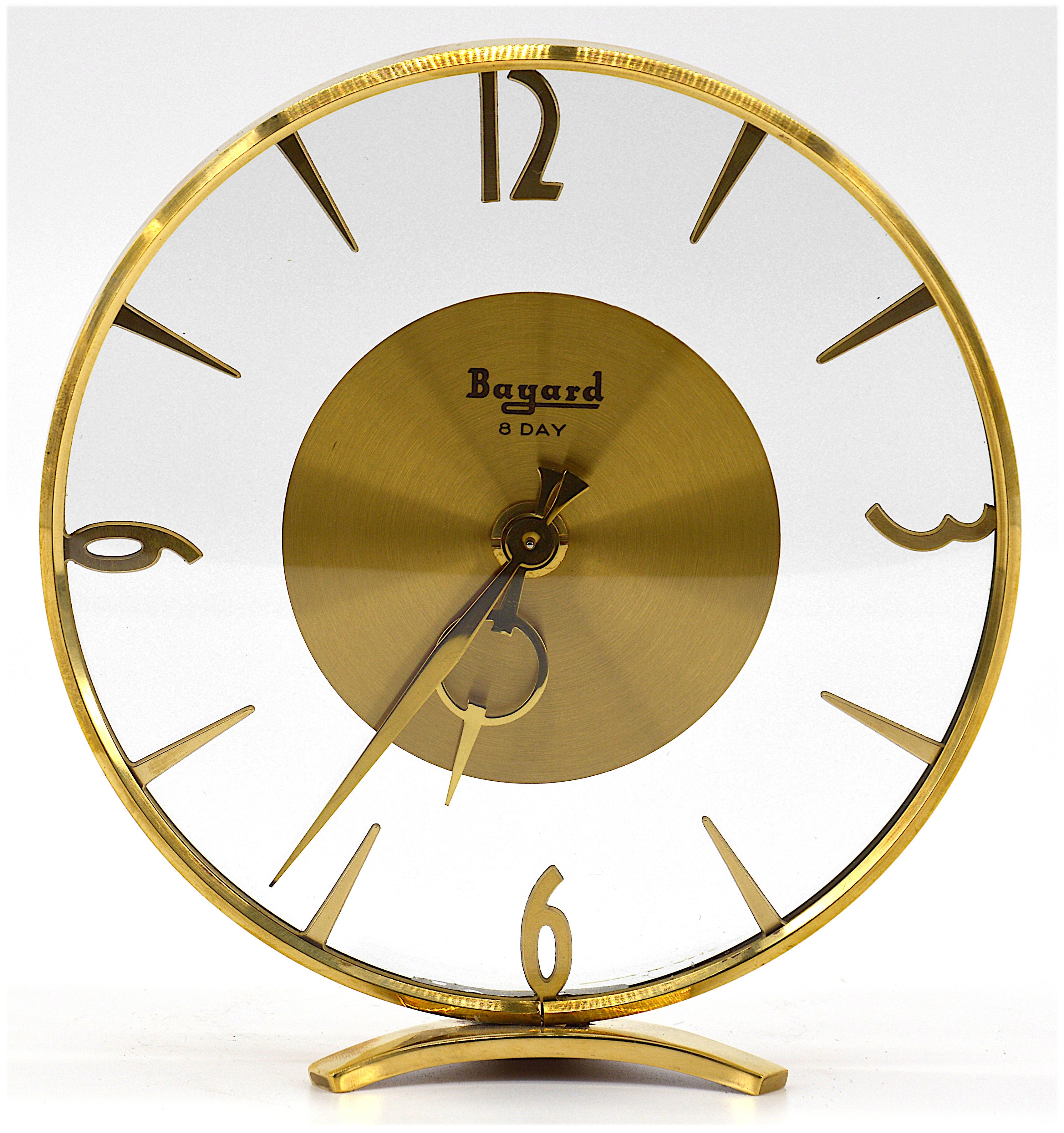 Brass Bayard French Art Deco Clock, 1930s