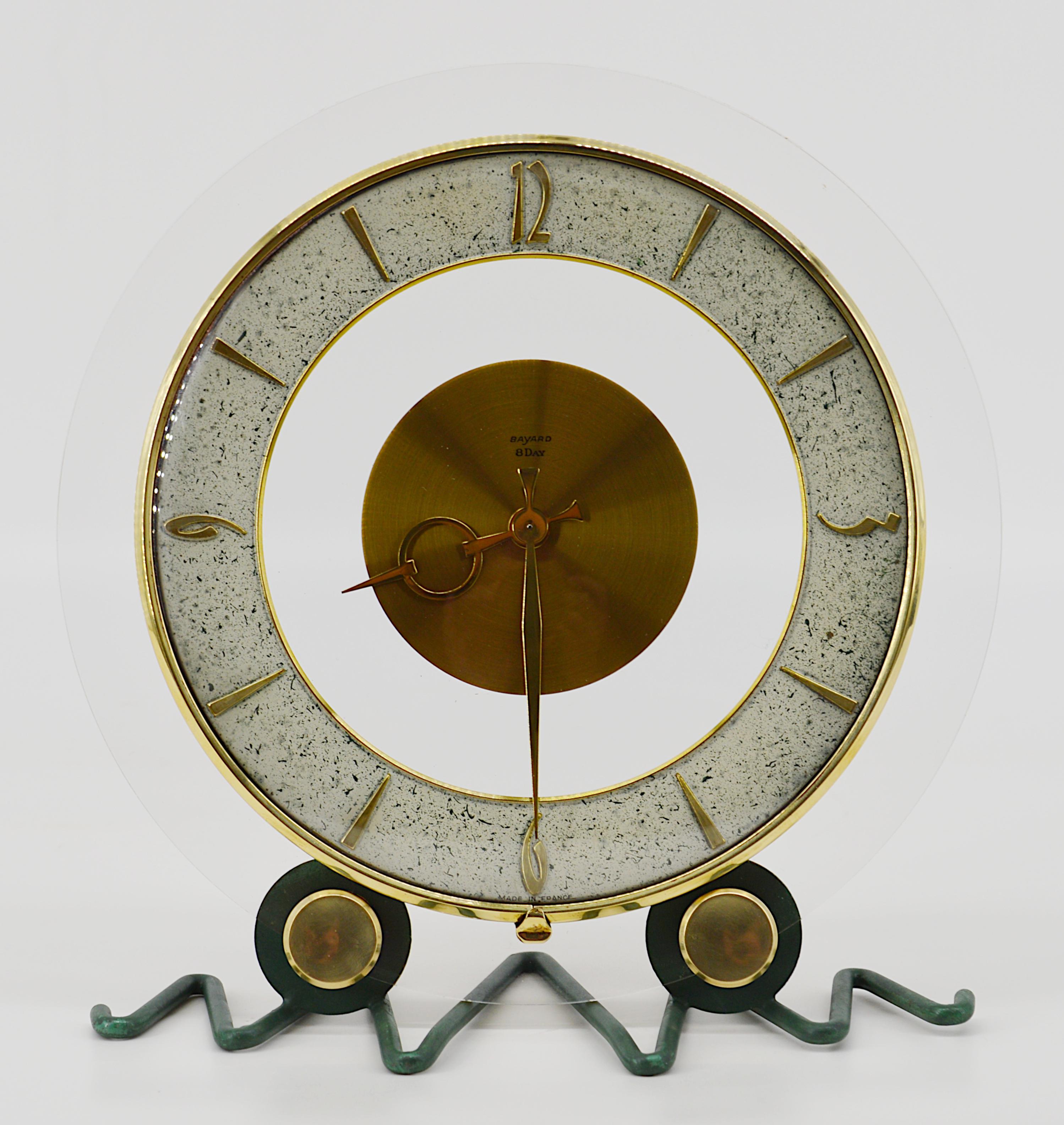 Bayard, French Art Deco Round Clock, 1930s In Good Condition In Saint-Amans-des-Cots, FR