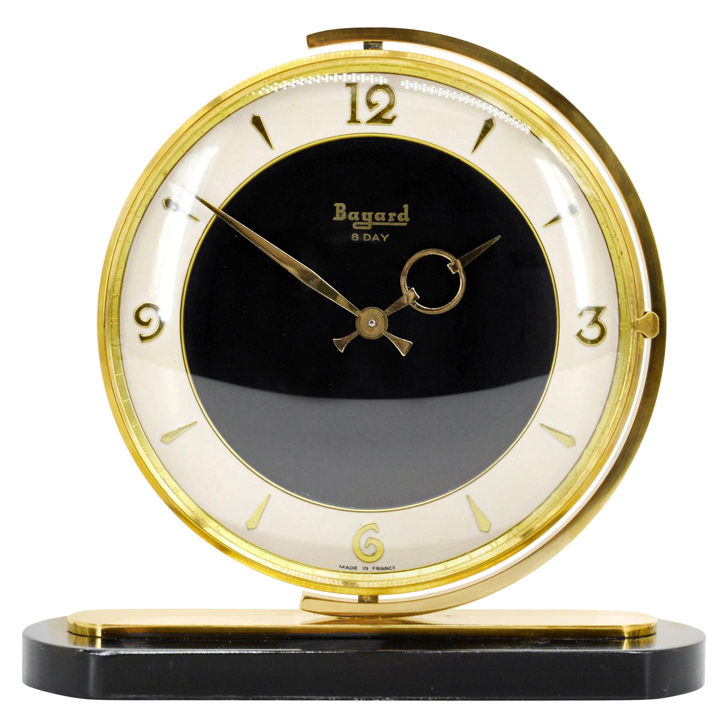 Bayard French Art Deco Swivelling Table Clock, Black Dial, 1930s