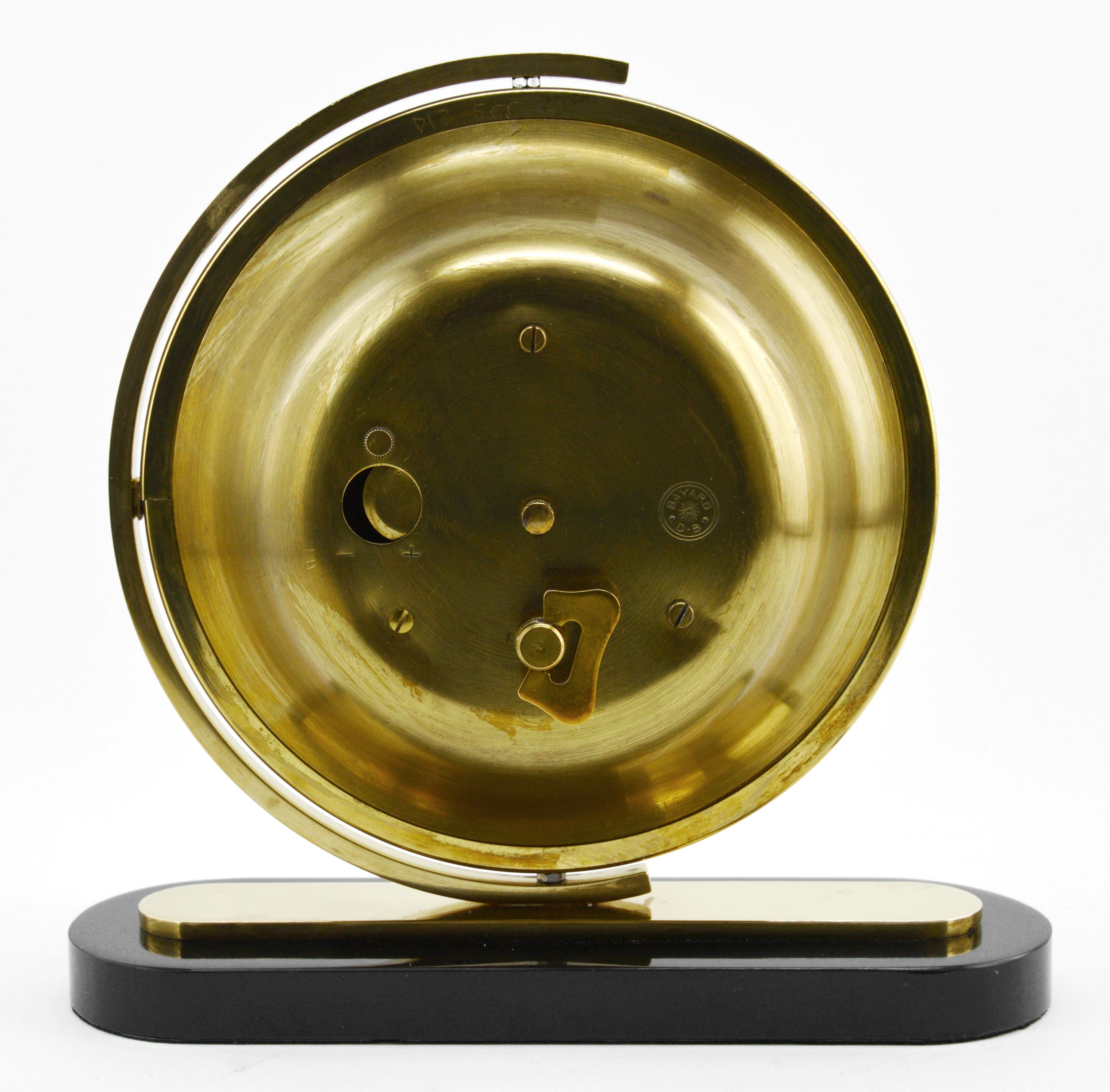 Brass Bayard French Art Deco Table Swivelling Clock, 1930s